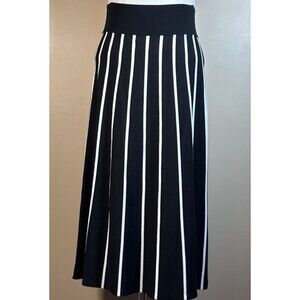 J.Crew 365 A-line Midi Sweater Skirt Pull-On Contrast Piping Black White Medium